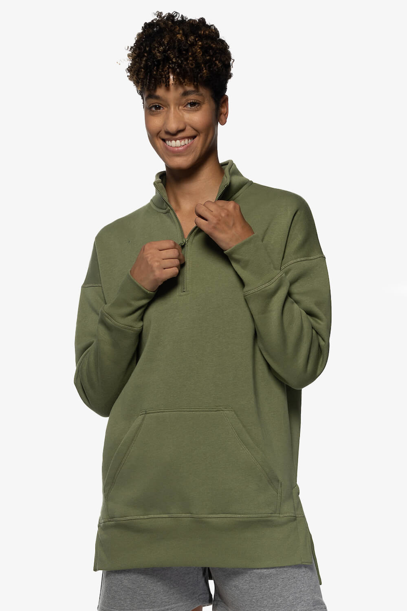 Maisy 1/4 Zip Women's Pullover Side Slit Sweatshirts| JOLYN