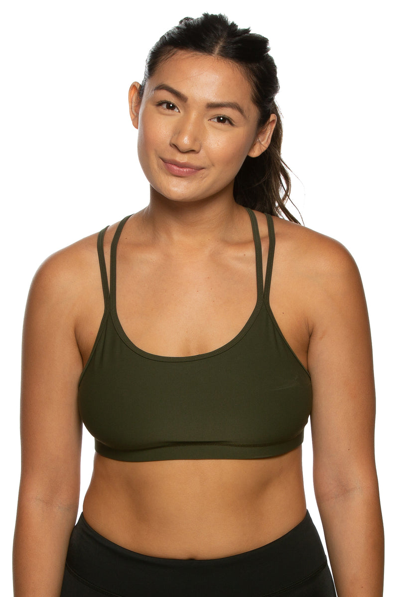 Zyia All Star bra/crop top in olive green XL