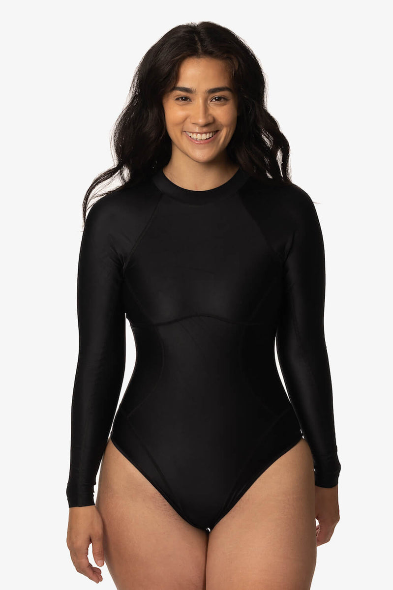 Womens One Piece Swimsuit Long Sleeve Rash Guard Surfing Swimwear Zip Front  Wetsuit Swimming Costume with Built in Bra : : Clothing, Shoes &  Accessories