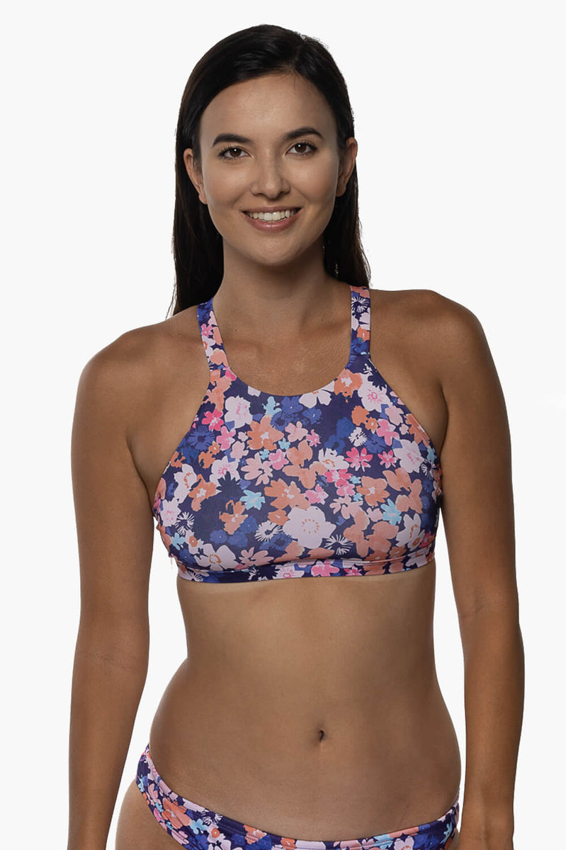 Kaylee Active Thick Straps High Neck Sports Bra Bikini Top JOLYN