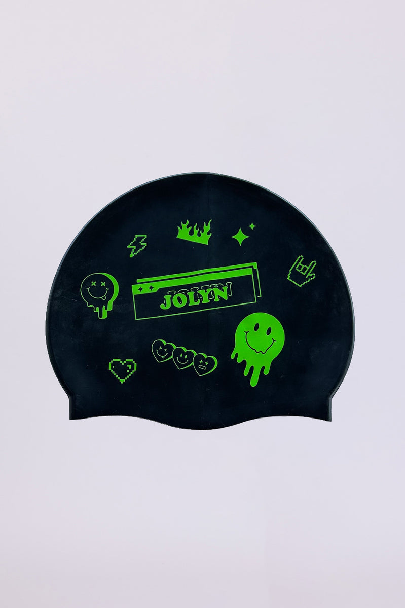 Printed Silicone JOLYN Exclusive Logo Swim Cap| JOLYN