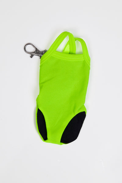 Flay lay image of the Mini Me Brandon Keychain in the Bolt solid, shown from the front view