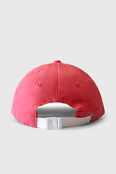 Up close image of the Dad Hat in the Guava Crush Color, shown from the back view