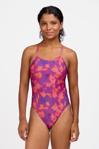 Female model wearing the Women's Brandon One Piece Swimsuit in the Canvas print, standing in front of a grey background shown from the front view

|| Size 30, Torso 59"  
