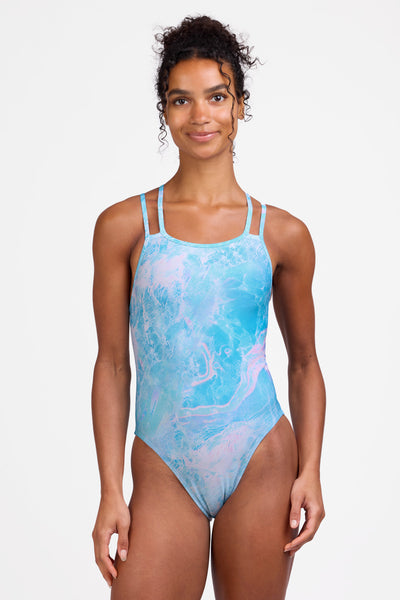 Female model wearing the Women's Murray One Piece Swimsuit in the Odyssey print, standing in front of a grey background shown from the front view

|| Size 28, Torso 56"  
