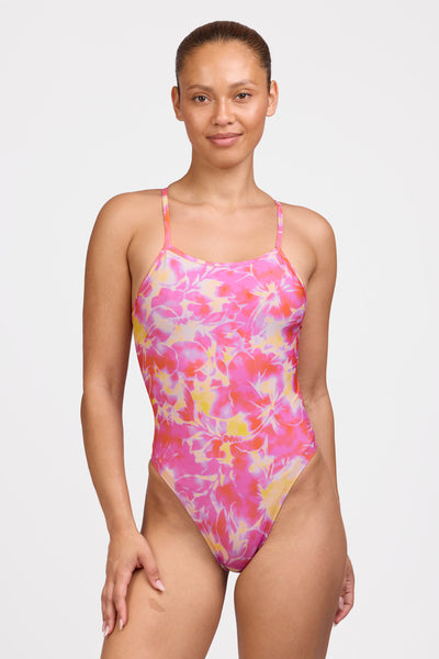 Female model wearing the Women's Perry One Piece Swimsuit in the Sundae print, standing in front of a grey background shown from the front view

|| Size 32, Torso 62.5"  