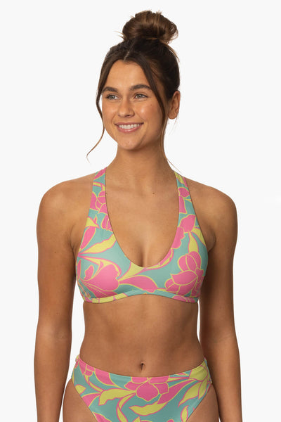 Arizona women bikini purple striped halter padded bra swimming top