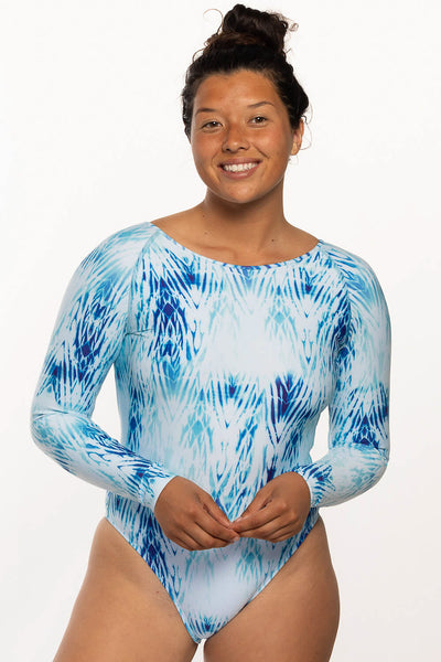 Women Surf Long Sleeve Swimsuit One-piece Blue Mint Lilac 