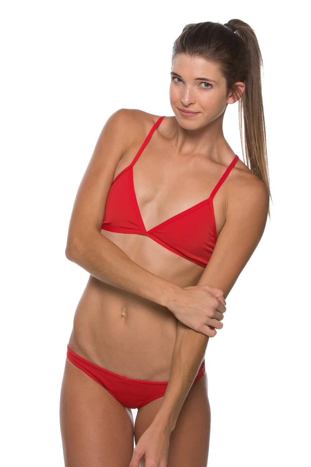 Women's Triangle Bikini Top Red Size XL | Polyester by Jolyn