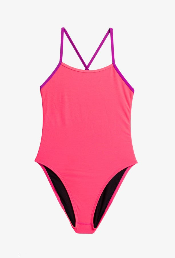 Split Swimsuit Women's Strawberry Print Contrast Color Button